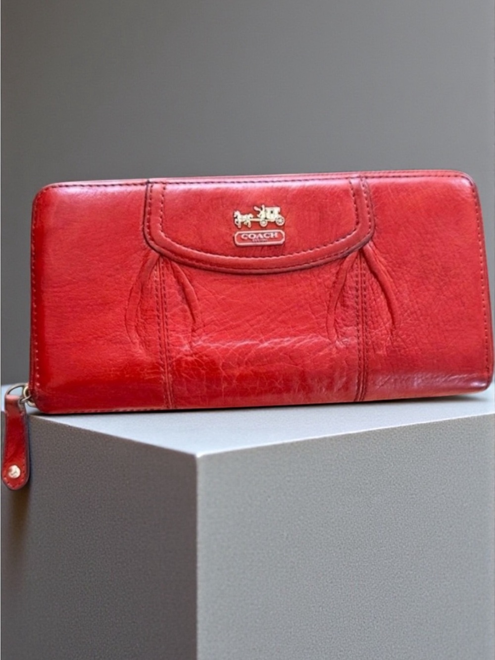 Coach Bold Red Leather Wallet